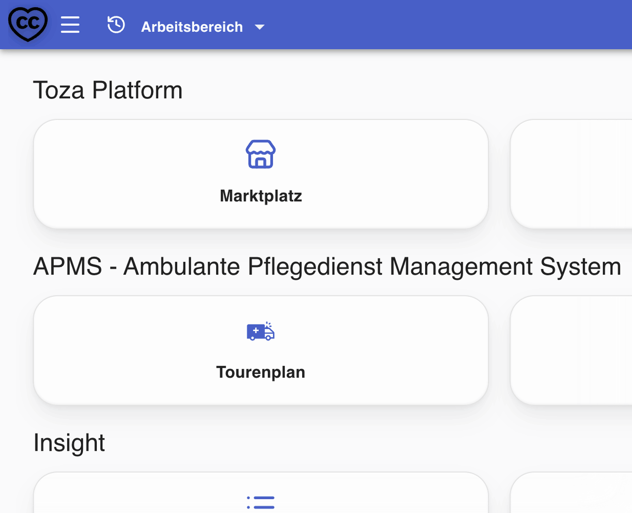 Workspace to care plan