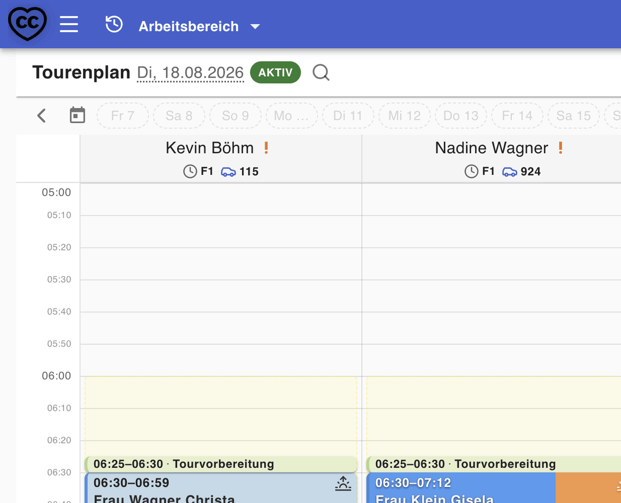 Tour plan — next working day